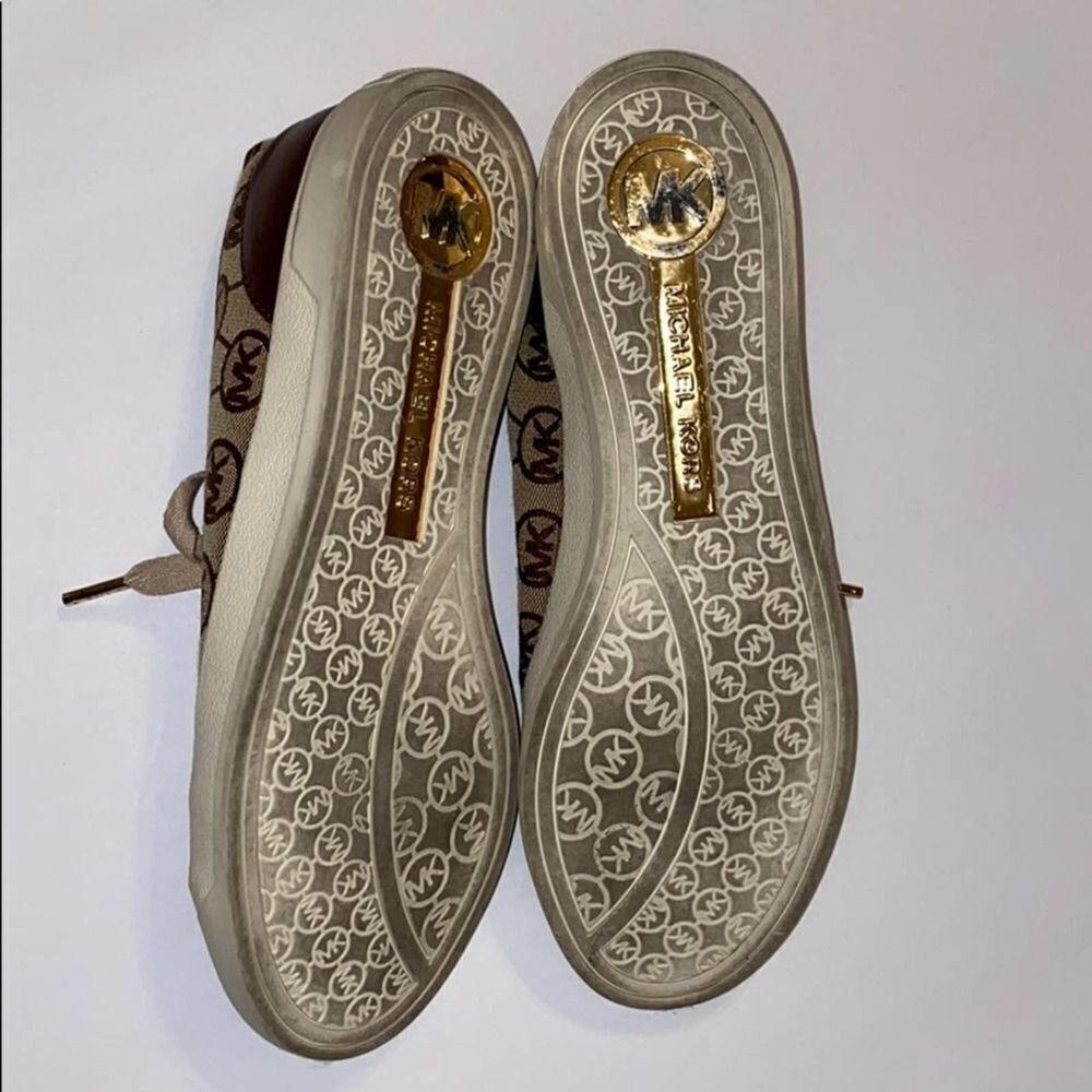 Michael Kors Sneakers MK Logo Tan Brown 8 - Picture 3 of 3